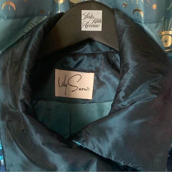 RARE Designer Lily Samii | Blue Checkered Jacket Silk blend jacquard brocade - Picture 3 of 16